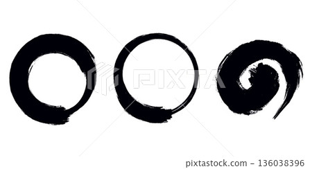 Brush-drawn circles and swirls_set_ink Brush-drawn circles and swirls_set_ink 136038396