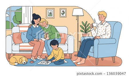 Mother's Day family illustration 136039047