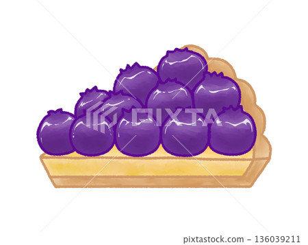 Hand-drawn illustration of blueberry tart cut Hand-drawn illustration of blueberry tart cut 136039211