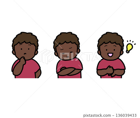 Worrying, Thinking, Inspirational Children's Emotional Expressions 3-Piece Set 136039433