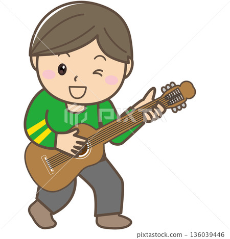 Illustration of a person playing the guitar | Simple material for musical activities, hobbies, and education Illustration of a person playing the guitar | Simple material for musical activities, hobbies, and education 136039446