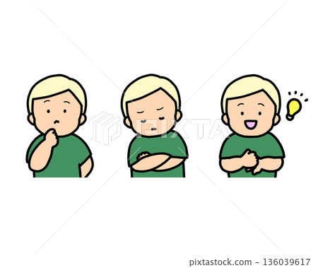 Worrying, Thinking, Inspirational Children's Emotional Expressions 3-Piece Set 136039617