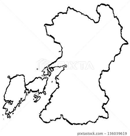 熊本縣地圖插圖(筆觸風格) 熊本縣地圖插圖(筆觸風格) 136039619