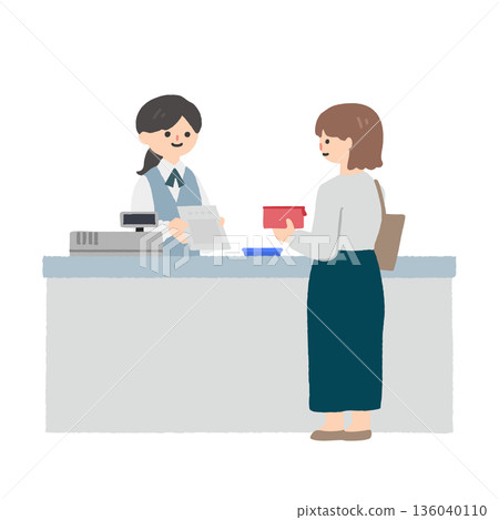 醫療機構或藥局櫃檯工作人員提供會計服務及解釋的插圖 136040110