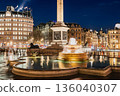 Illuminated Trafalgar Square, London 136040307
