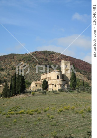 Tuscan hilltop monastery 136040491