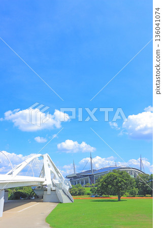 Toyota Ohashi Bridge and Toyota Stadium in Toyota City, Aichi Prefecture Toyota Ohashi Bridge and Toyota Stadium in Toyota City, Aichi Prefecture 136041074