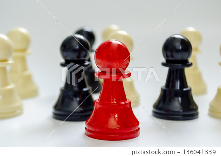 Chess pawns in formation representing diversity, inclusion and equity Chess pawns in formation representing diversity, inclusion and equity 136041339