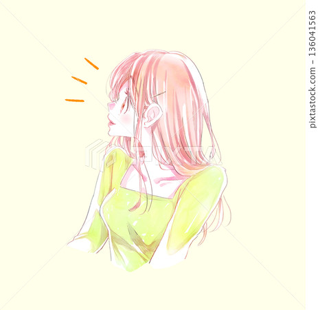 A woman with a bright expression, profile A woman with a bright expression, profile 136041563