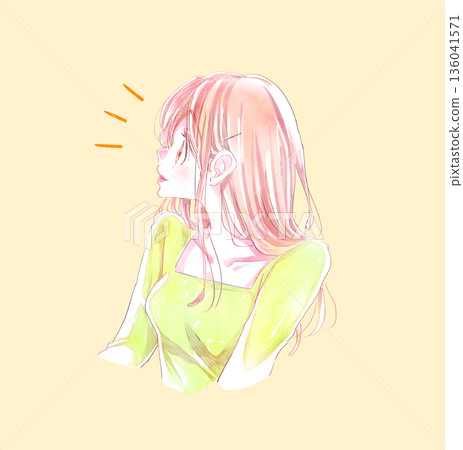 A woman with a bright expression, profile 136041571