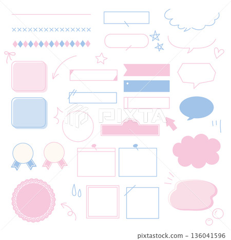 A set of gentle pink and light blue decoration materials A set of gentle pink and light blue decoration materials 136041596