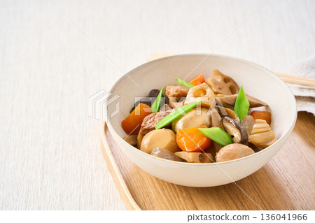 Chikuzen-ni chicken and root vegetables (a hearty stew) Chikuzen-ni chicken and root vegetables (a hearty stew) 136041966