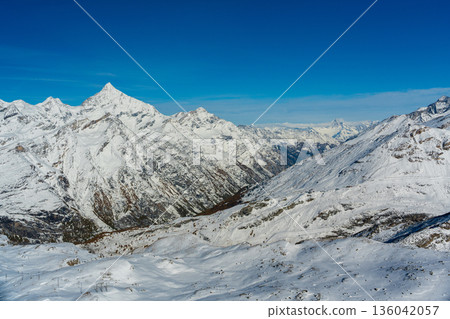 View of the glacier from the Gornergrat observation platform, Zermatt, Valais, Switzerland 136042057