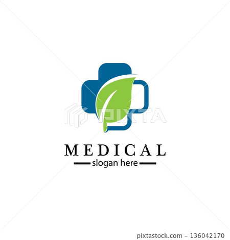 Medical cross and herbal leaf. medicine pharmacy logo. medical health symbol. herbal health care logo. nature logo. Medical cross and herbal leaf. medicine pharmacy logo. medical health symbol. herbal health care logo. nature logo. 136042170