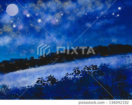 Moonlight and starry sky Moonlight and starry sky 136042192