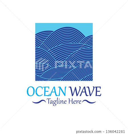 Abstract Blue Ocean Wave In Asian Style. Vector Illustration 136042281