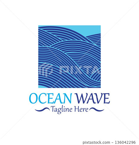 Abstract Blue Ocean Wave In Asian Style. Vector Illustration Abstract Blue Ocean Wave In Asian Style. Vector Illustration 136042296