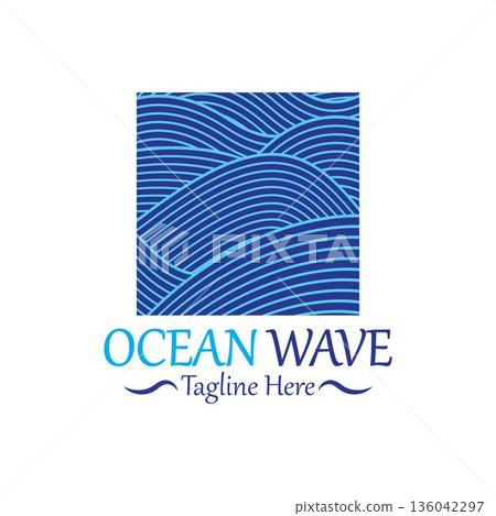 Abstract Blue Ocean Wave In Asian Style. Vector Illustration Abstract Blue Ocean Wave In Asian Style. Vector Illustration 136042297