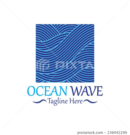Abstract Blue Ocean Wave In Asian Style. Vector Illustration Abstract Blue Ocean Wave In Asian Style. Vector Illustration 136042299