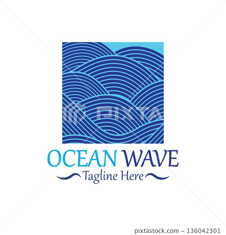 Abstract Blue Ocean Wave In Asian Style. Vector Illustration Abstract Blue Ocean Wave In Asian Style. Vector Illustration 136042301
