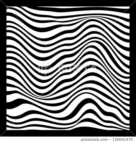 Abstract Geometric Background of Fluid Waves with Fashionable Striped Surface Pattern - Black and White, Vector Swirls Abstract Geometric Background of Fluid Waves with Fashionable Striped Surface Pattern - Black and White, Vector Swirls 136042470