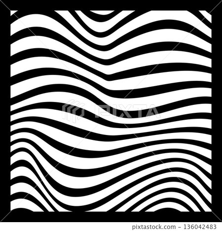 Abstract Geometric Background of Fluid Waves with Fashionable Striped Surface Pattern - Black and White, Vector Swirls Abstract Geometric Background of Fluid Waves with Fashionable Striped Surface Pattern - Black and White, Vector Swirls 136042483
