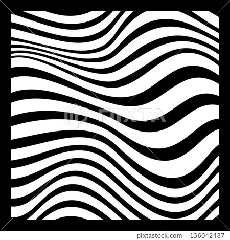 Abstract Geometric Background of Fluid Waves with Fashionable Striped Surface Pattern - Black and White, Vector Swirls Abstract Geometric Background of Fluid Waves with Fashionable Striped Surface Pattern - Black and White, Vector Swirls 136042487