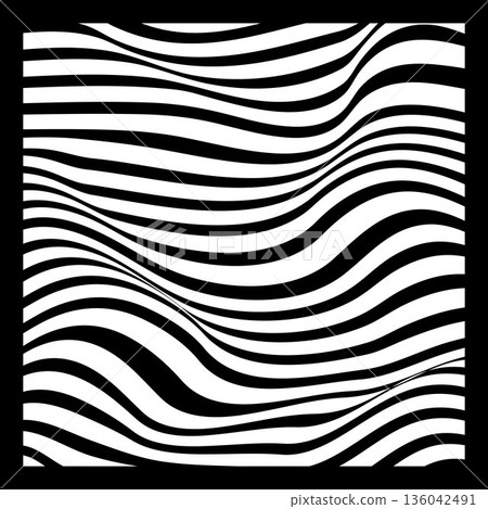 Abstract Geometric Background of Fluid Waves with Fashionable Striped Surface Pattern - Black and White, Vector Swirls Abstract Geometric Background of Fluid Waves with Fashionable Striped Surface Pattern - Black and White, Vector Swirls 136042491