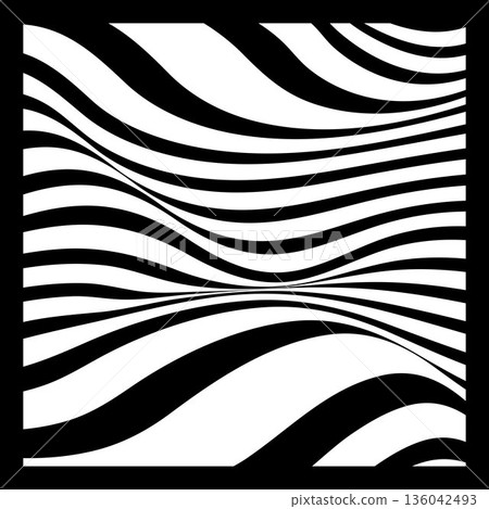 Abstract Geometric Background of Fluid Waves with Fashionable Striped Surface Pattern - Black and White, Vector Swirls Abstract Geometric Background of Fluid Waves with Fashionable Striped Surface Pattern - Black and White, Vector Swirls 136042493