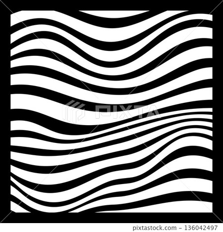 Abstract Geometric Background of Fluid Waves with Fashionable Striped Surface Pattern - Black and White, Vector Swirls Abstract Geometric Background of Fluid Waves with Fashionable Striped Surface Pattern - Black and White, Vector Swirls 136042497