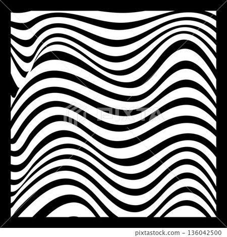 Abstract Geometric Background of Fluid Waves with Fashionable Striped Surface Pattern - Black and White, Vector Swirls Abstract Geometric Background of Fluid Waves with Fashionable Striped Surface Pattern - Black and White, Vector Swirls 136042500
