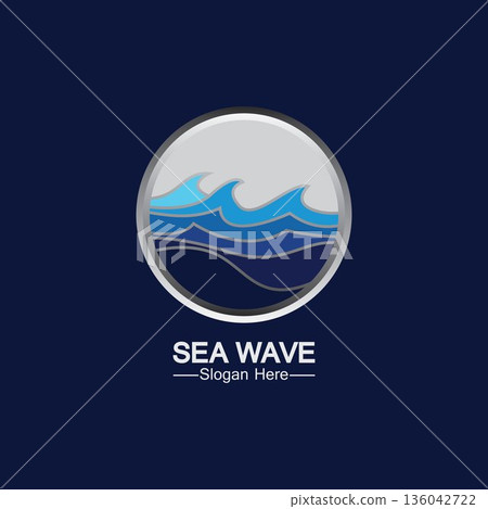 Sea Wave Logo Template Design Vector, Emblem, Design Concept, Creative Symbol, Icon 136042722