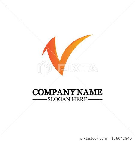 Letter V with Check Mark logo illustration design. Creative Minimal luxury emblem design. Universal elegant icon.Graphic Alphabet Symbol for Corporate Business Identity. Letter V with Check Mark logo illustration design. Creative Minimal luxury emblem design. Universal elegant icon.Graphic Alphabet Symbol for Corporate Business Identity. 136042849