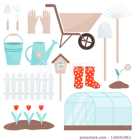 Set of gardening tools 136042963