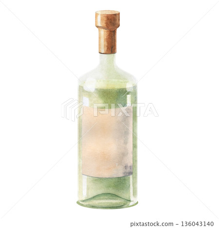 Watercolor wine bottle illustration isolated on white background. Perfect for party invitation, restaurant menu design, wine labels, celebration branding, bar decor, festive posters, gourmet projects Watercolor wine bottle illustration isolated on white background. Perfect for party invitation, restaurant menu design, wine labels, celebration branding, bar decor, festive posters, gourmet projects 136043140