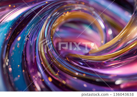 Abstract, conceptual image with bright colors of a swirling iridescent spiral with liquid-like shapes, creating a feeling of smooth movement Abstract, conceptual image with bright colors of a swirling iridescent spiral with liquid-like shapes, creating a feeling of smooth movement 136043638