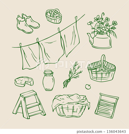 Cottagecore doodles collection of garden sketches Cottagecore doodles collection of garden sketches 136043643
