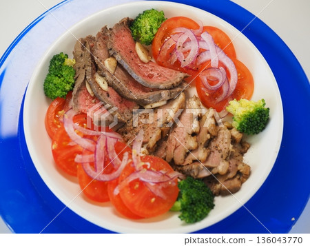 Roast beef and duck loin, my wife's home-cooked meals, dinner at home, happy family Roast beef and duck loin, my wife's home-cooked meals, dinner at home, happy family 136043770