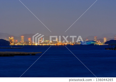 View of Hiroshima city at night from Etajima (Kirikushi Port) 136044265