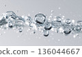 Bubbles and drops of fresh water or hyaluronic acid or liquid. The concept of Pure Drinking clean water Splashing Water Wave. Air Bubbles Float Up 136044667
