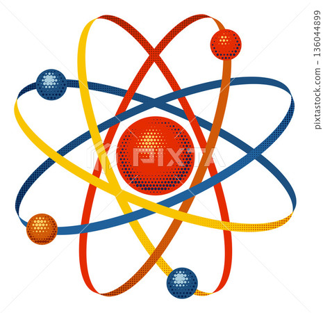 Retro Atomic Science Nuclear Physics Illustration Retro Atomic Science Nuclear Physics Illustration 136044899