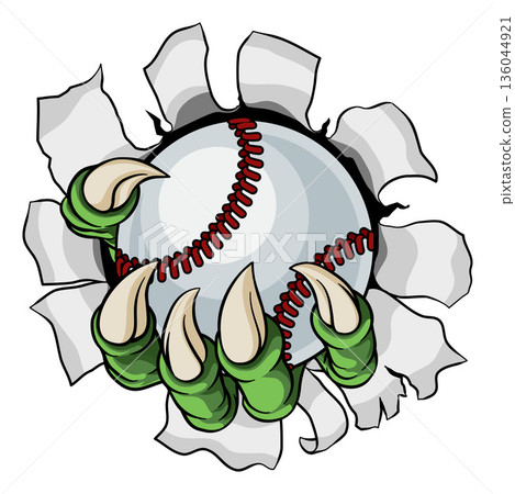 Baseball Ball Claw Cartoon Monster Animal Hand Baseball Ball Claw Cartoon Monster Animal Hand 136044921