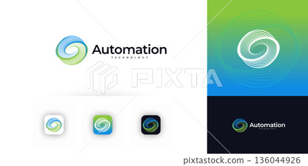 AI Automation Round Logo Icon Label, Software Company Logotype Concept, Business Digital Transformation Symbol, Research and innovative Technology. Abstract Funnel Swirl Vortex Design. Vector Logos AI Automation Round Logo Icon Label, Software Company Logotype Concept, Business Digital Transformation Symbol, Research and innovative Technology. Abstract Funnel Swirl Vortex Design. Vector Logos 136044926