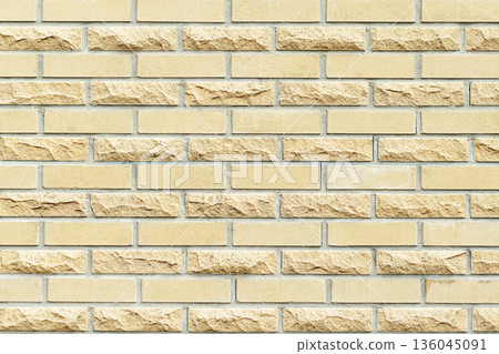 Beige brick wall texture with horizontal pattern and rough masonry background for architecture design Beige brick wall texture with horizontal pattern and rough masonry background for architecture design 136045091