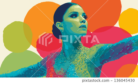 Figure skating dynamic multicolor graphic wallpaper or banner. Figure skating graphic art effect poster Figure skating dynamic multicolor graphic wallpaper or banner. Figure skating graphic art effect poster 136045430