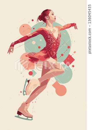Figure skating dynamic multicolor graphic wallpaper or banner. Figure skating graphic art effect poster Figure skating dynamic multicolor graphic wallpaper or banner. Figure skating graphic art effect poster 136045435