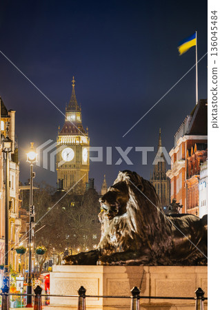 Elizabeth Tower (Big Ben) seen from Trafalgar Square, London 136045484