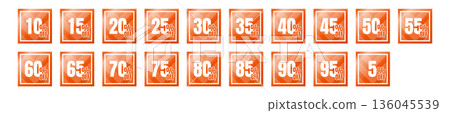 Sale icon set in 5% increments, 5% to 95% (red) 136045539