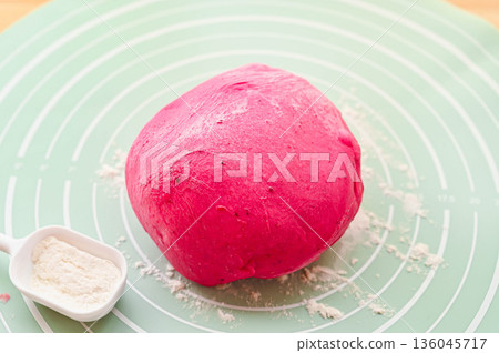 Pink beet dough made with bread machine Pink beet dough made with bread machine 136045717