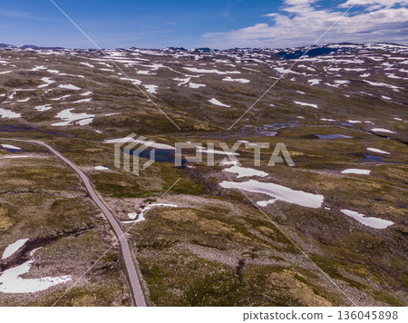 Mountains landscape. Norwegian scenic route Aurlandsfjellet Mountains landscape. Norwegian scenic route Aurlandsfjellet 136045898
